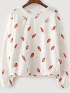 Romwe Carrot Print Ripped T-shirt
