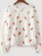 Romwe Carrot Print Ripped T-shirt