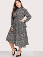 Romwe Calico Print Tiered Asymmetrical Hem Dress