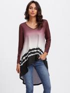 Romwe High Low Ombre T-shirt