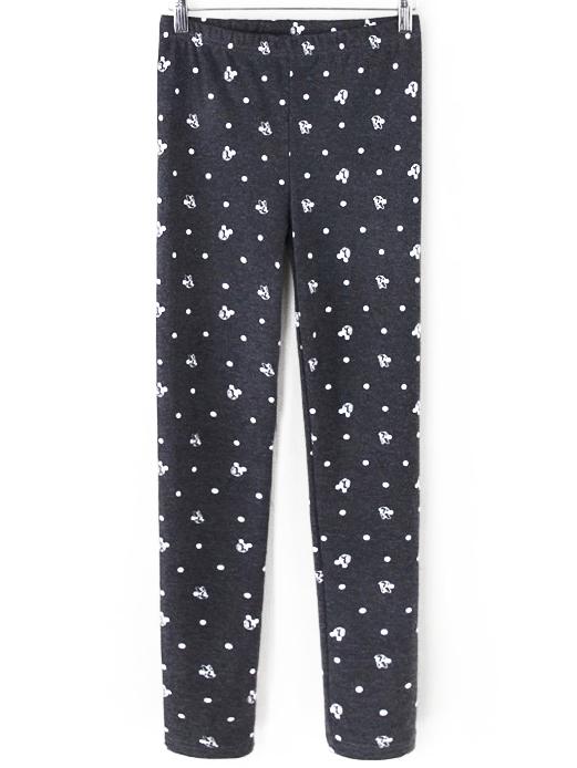 Romwe Cartoon Print Slim Grey Leggings