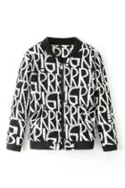 Romwe Romwe Letter Print Black Jacket