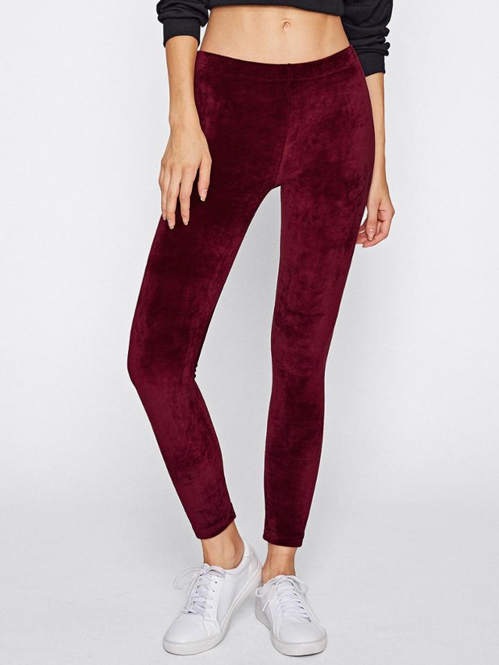 Romwe Skinny Velvet Leggings