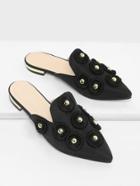Romwe Studded Decorated Pointed Toe Flats