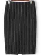 Romwe Vertical Striped Slit Back Tight Skirt
