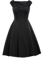 Romwe Heart Shape Collar Polka Dot Flare Dress