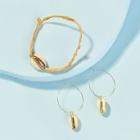 Romwe Shell Decor Bracelet & Hoop Drop Earring 3pcs