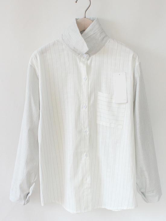 Romwe Contrast Sleeve Vertical Striped Grey Blouse