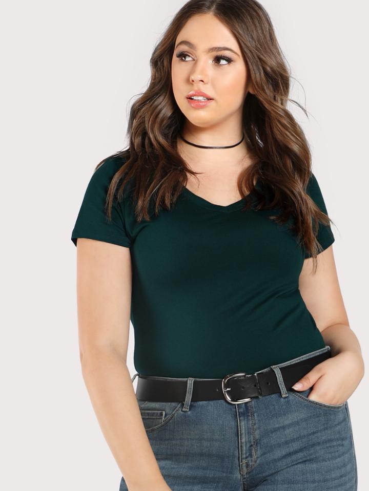 Romwe Basic V Neck Tee