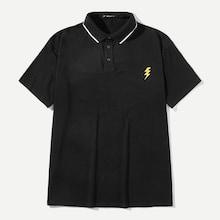 Romwe Guys Contrast Tipping Lightning Print Polo Shirt