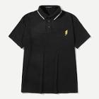 Romwe Guys Contrast Tipping Lightning Print Polo Shirt