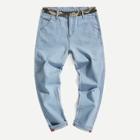 Romwe Men Contrast Camo Print Jeans
