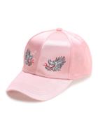 Romwe Pink Dragon Embroidery Baseball Hat