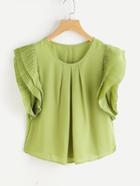Romwe Chiffon Blouse With Tiered Organ Pleats