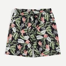 Romwe Guys Tropical Print Drawstring Waist Shorts