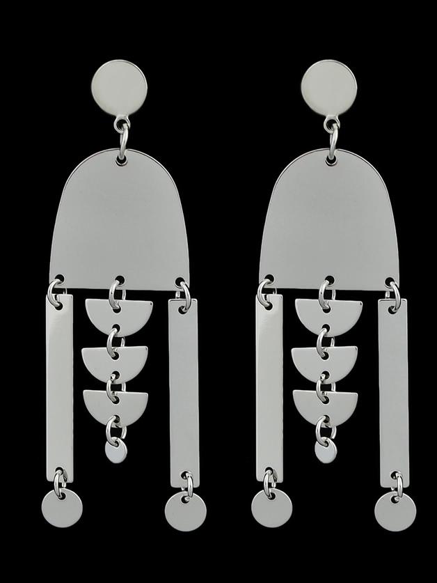 Romwe Silver New Sequined Tassel Earrings