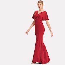 Romwe Surplice Neckline Fishtail Prom Dress