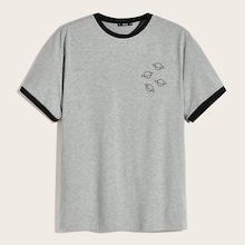 Romwe Guys Galaxy Print Ringer Tee