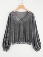 Romwe V Neck Cord Pullover