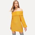 Romwe Solid Off The Shoulder Sweater Dress