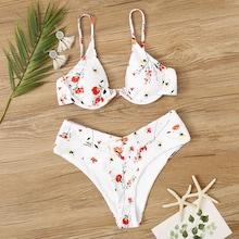 Romwe Calico Print Underwired Bikini Set