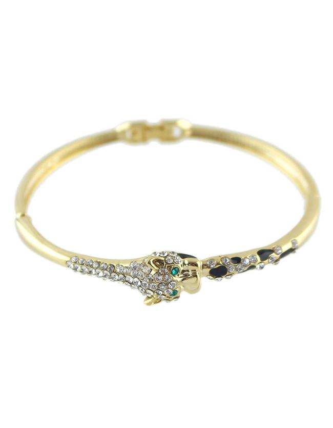 Romwe Alloy Gold Plated Rhinestone Dragon Shape Bracelet For Women