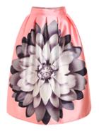 Romwe Oversized Flower Print Box Pleat Skirt