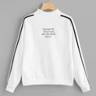 Romwe Stand Collar Raglan Sleeve Sweatshirt