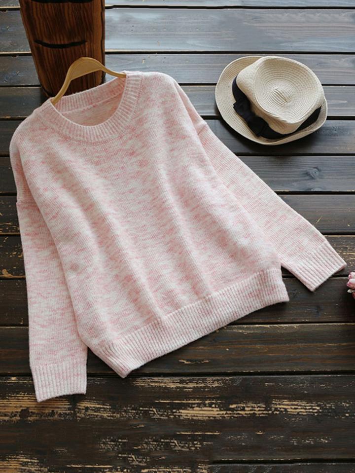 Romwe Drop Shoulder Marled Knit Sweater