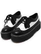 Romwe White Pierced Thick-soled Lace Up Shoes