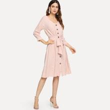 Romwe Single Breasted Knot Front Dress