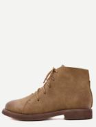 Romwe Brown Distressed Pu Lace Up Oxford Boots