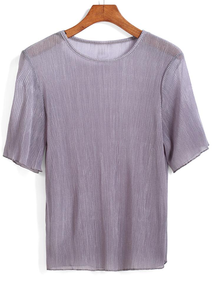 Romwe Round Neck Grey T-shirt