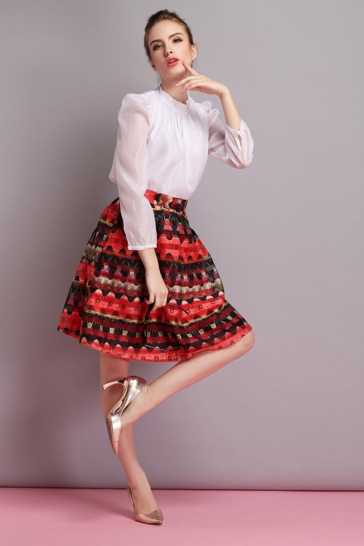 Romwe Sheer Sleeve Pleated Top