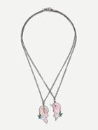 Romwe Heart Pendant Chain Necklace 2pcs