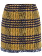 Romwe Plaid Zipper Yellow Skirt