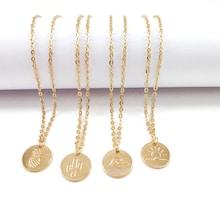 Romwe Round Pendant Chain Necklace Set 4pcs