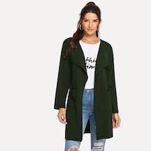Romwe Solid Waterfall Neck Coat