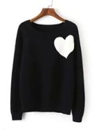 Romwe Contrast Heart Jumper Sweater