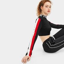 Romwe Cut And Sew Letter Print Crop Tee