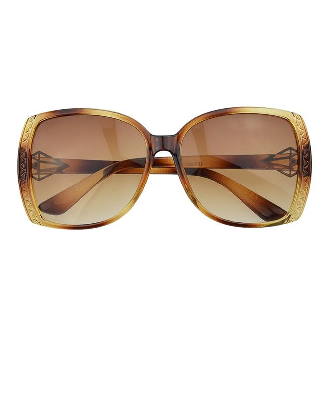 Romwe Coffee Square Shaped Oversized Sunglasses