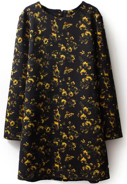 Romwe Floral Print Straight Dress