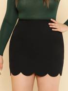 Romwe Scallop Edge Skirt