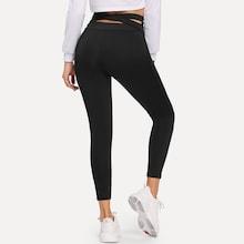 Romwe Cut Out Solid Leggings