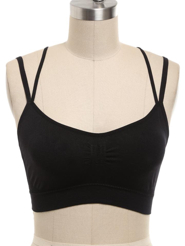 Romwe Double Strap Crisscross Brallet Top - Black