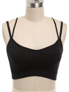Romwe Double Strap Crisscross Brallet Top - Black