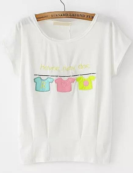 Romwe Cloths Pattern Patch T-shirt