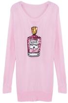 Romwe Romwe Sequined Perfume Bottle Embellished Long-sleeved Jumper