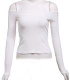 Romwe Off-shoulder Back Hole White Sweater