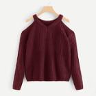 Romwe Cold Shoulder Solid Jumper